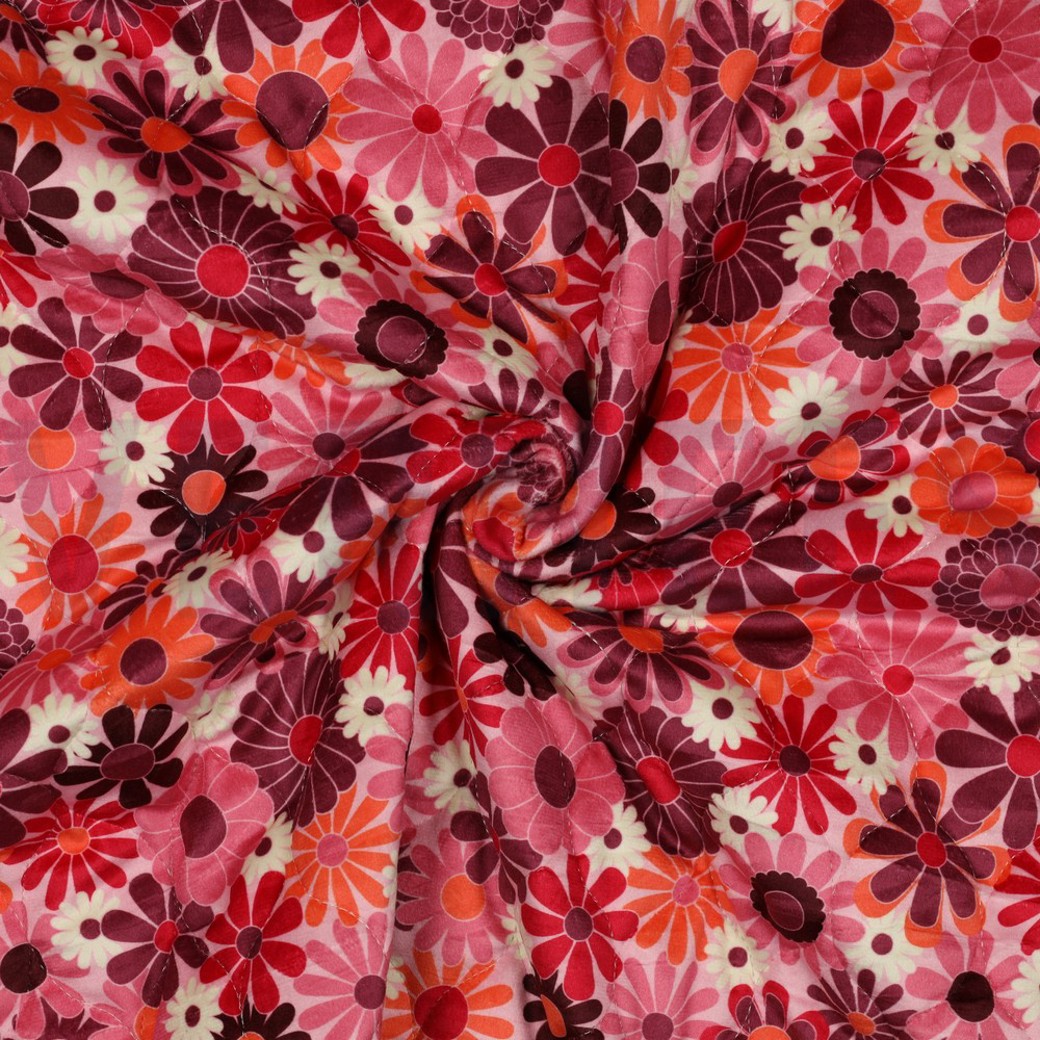 STEPPED VELVET DIGITAL FLOWERS FUCHSIA #3