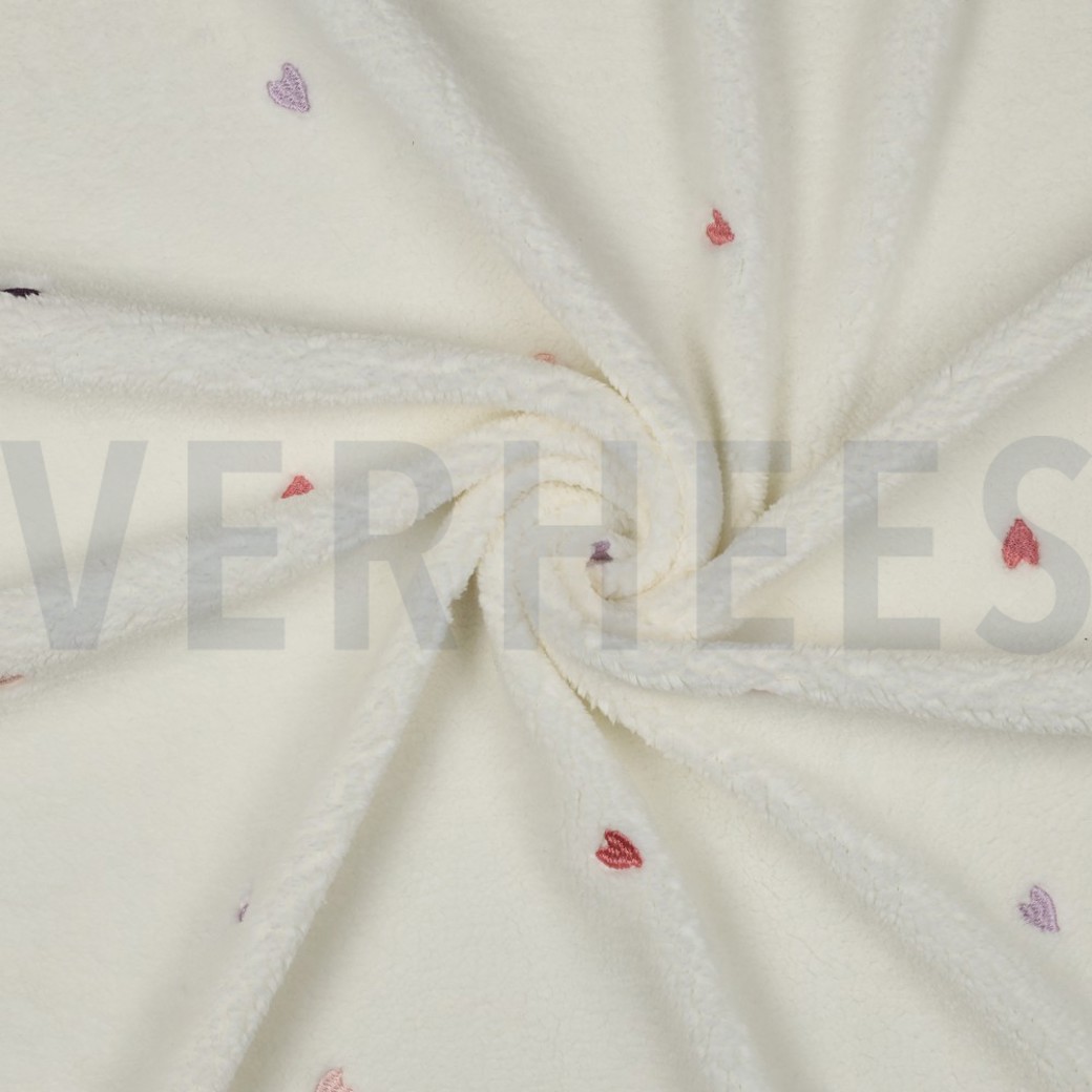 TEDDY EMBROIDERY HEARTS ECRU #3