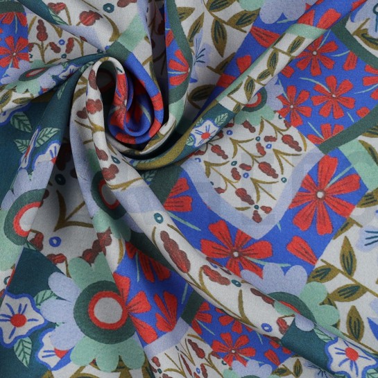 VISCOSE RADIANCE DIGITAL FLEURS BLEU #7