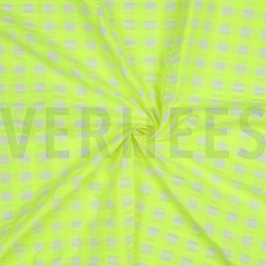 KATOEN GARENGEVERFD NEON RUITEN GEEL #7