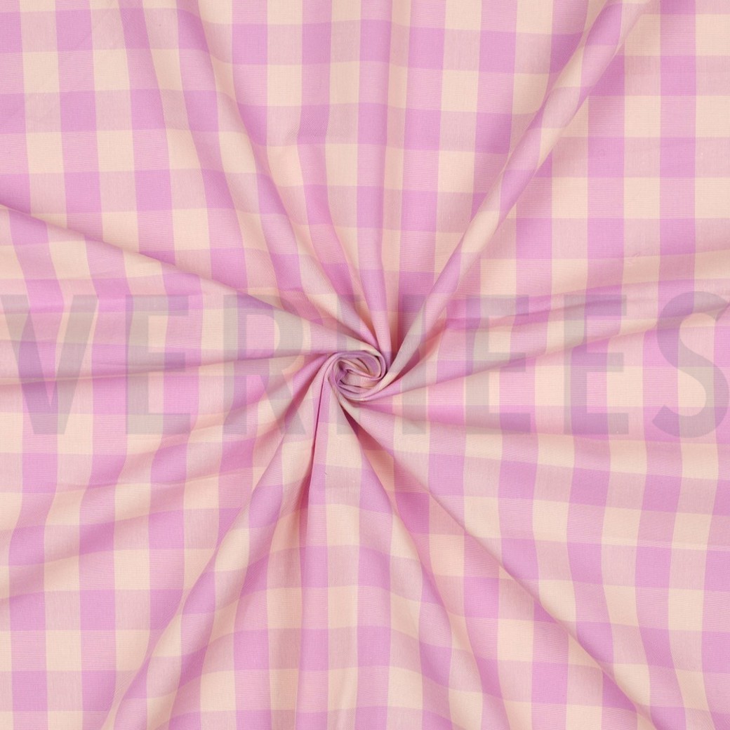 COTTON YARN DYED CHECKS LILAC / LIGHT ORANGE #3