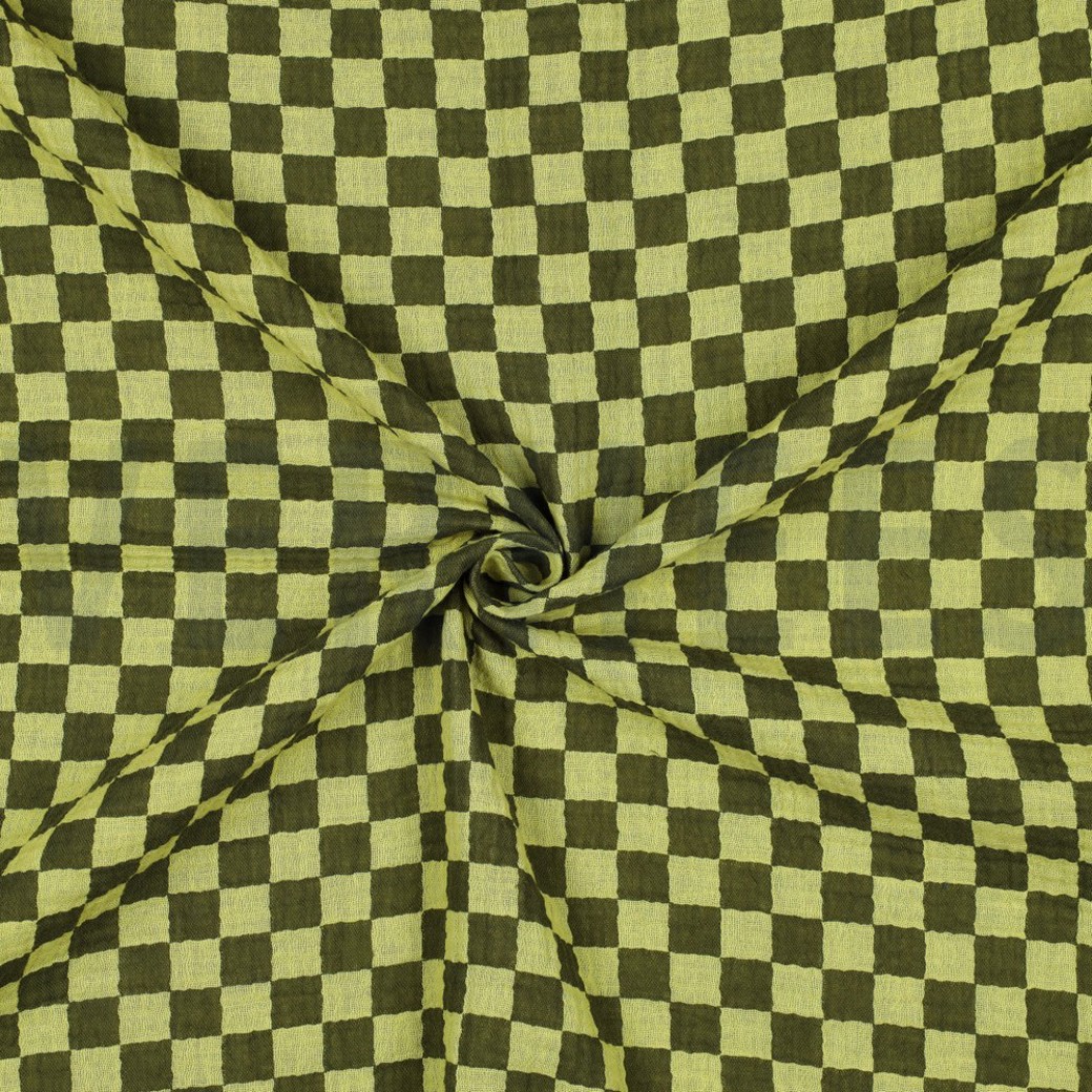 DOUBLE GAUZE DOUBLE SIDED CHECKS GREEN #3