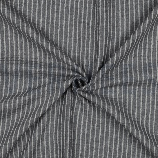 MUSSELIN GARNGEFÄRBT STREIFEN GRAU #7