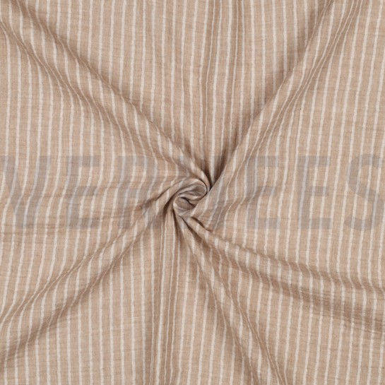 DOUBLE GAZE DE COTON RAYURES TEINT FIL TAUPE #7