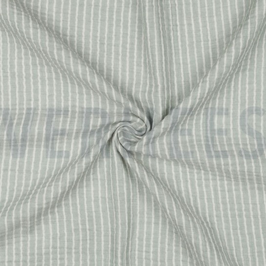 MUSSELIN GARNGEFÄRBT STREIFEN ALTGRÜN #7