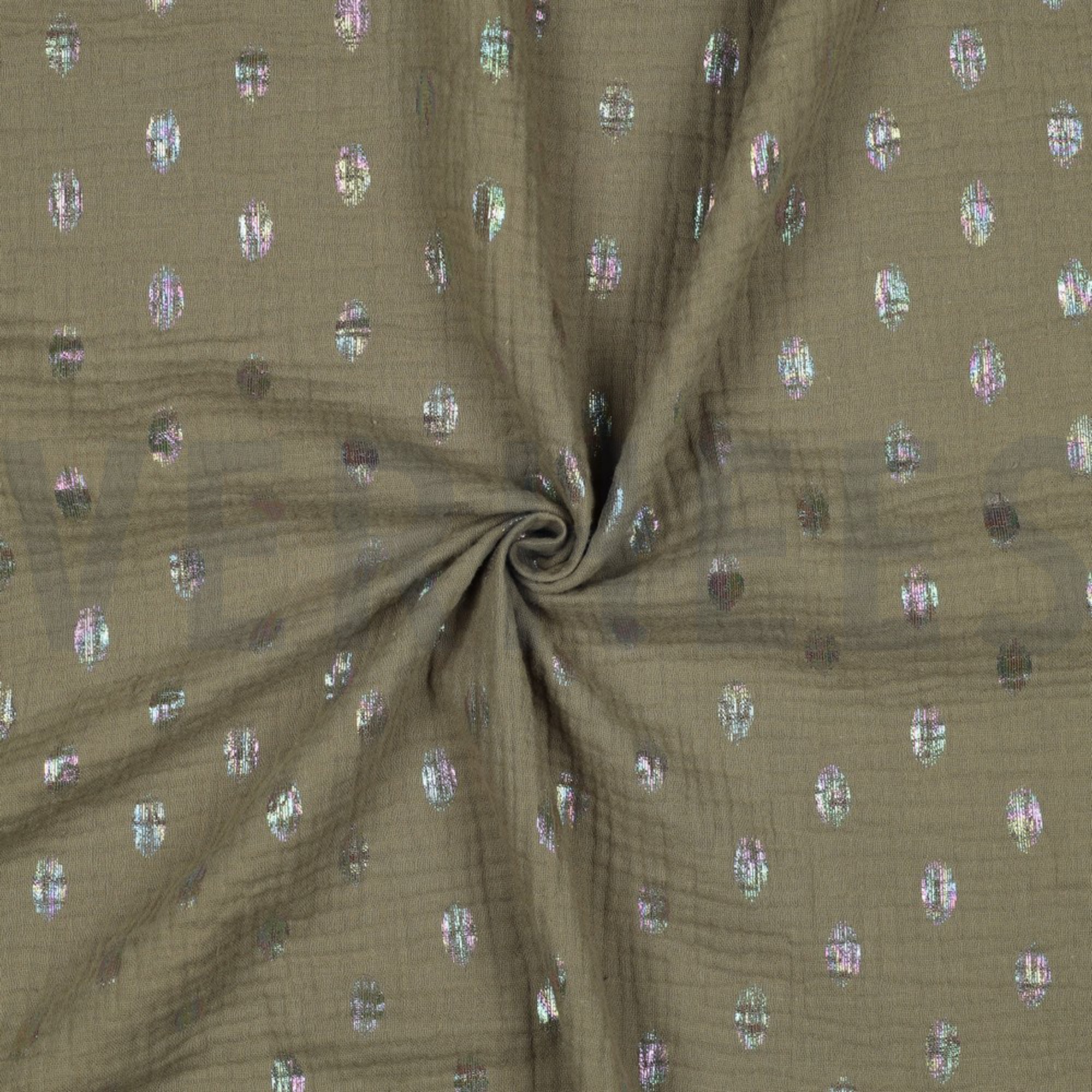 DOUBLE GAUZE FOIL SPOTS MOSS GREEN (high resolution) #3