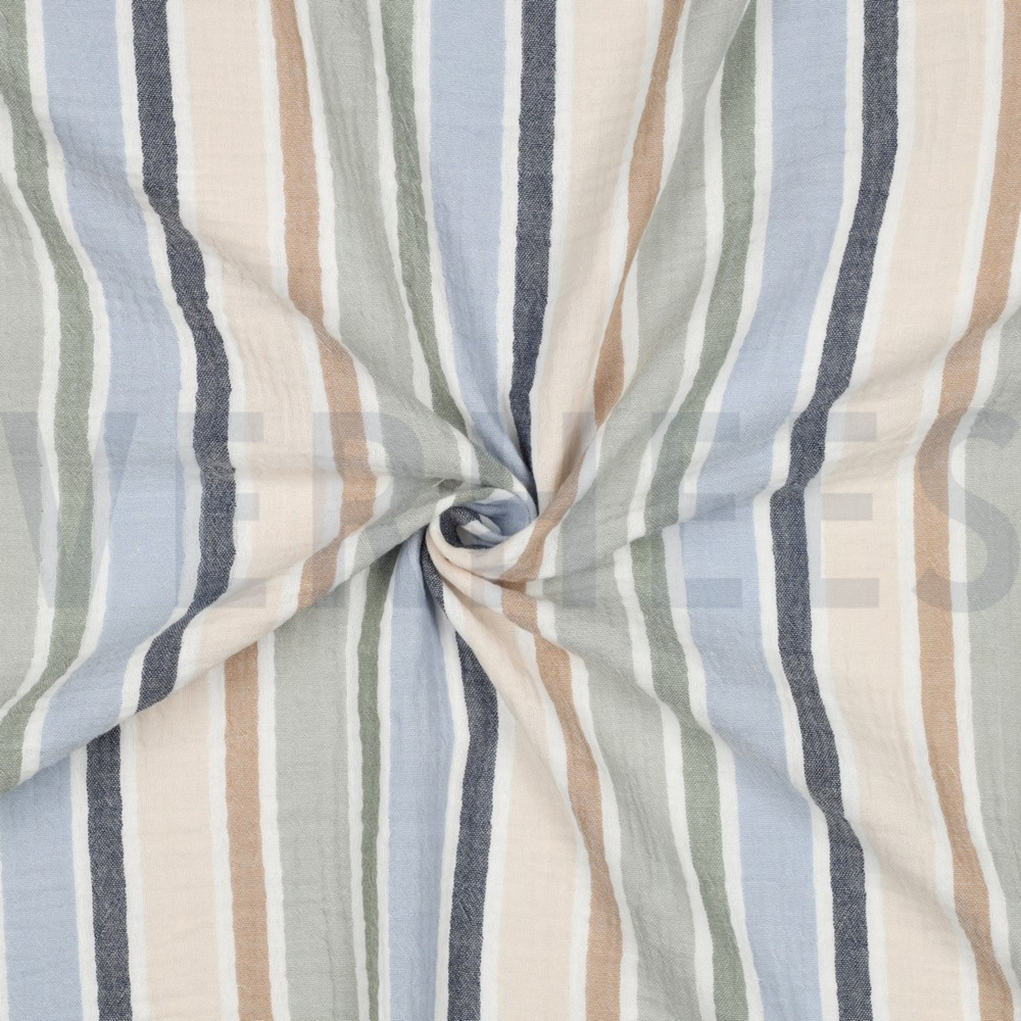 DOUBLE GAUZE YARN DYED STRIPES GREEN / BLUE (high resolution) #3