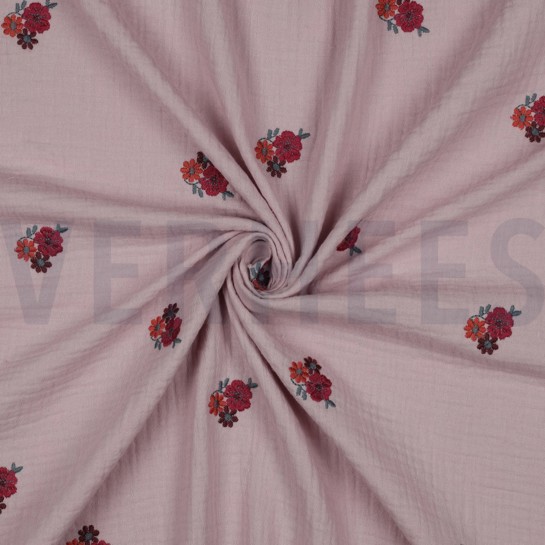 DOUBLE GAUZE EMBROIDERY FLOWERS SOFT ROSE #7