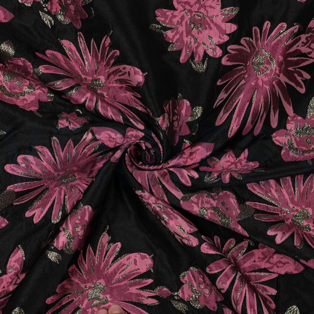 JACQUARD FLOWERS BLACK / PINK #3