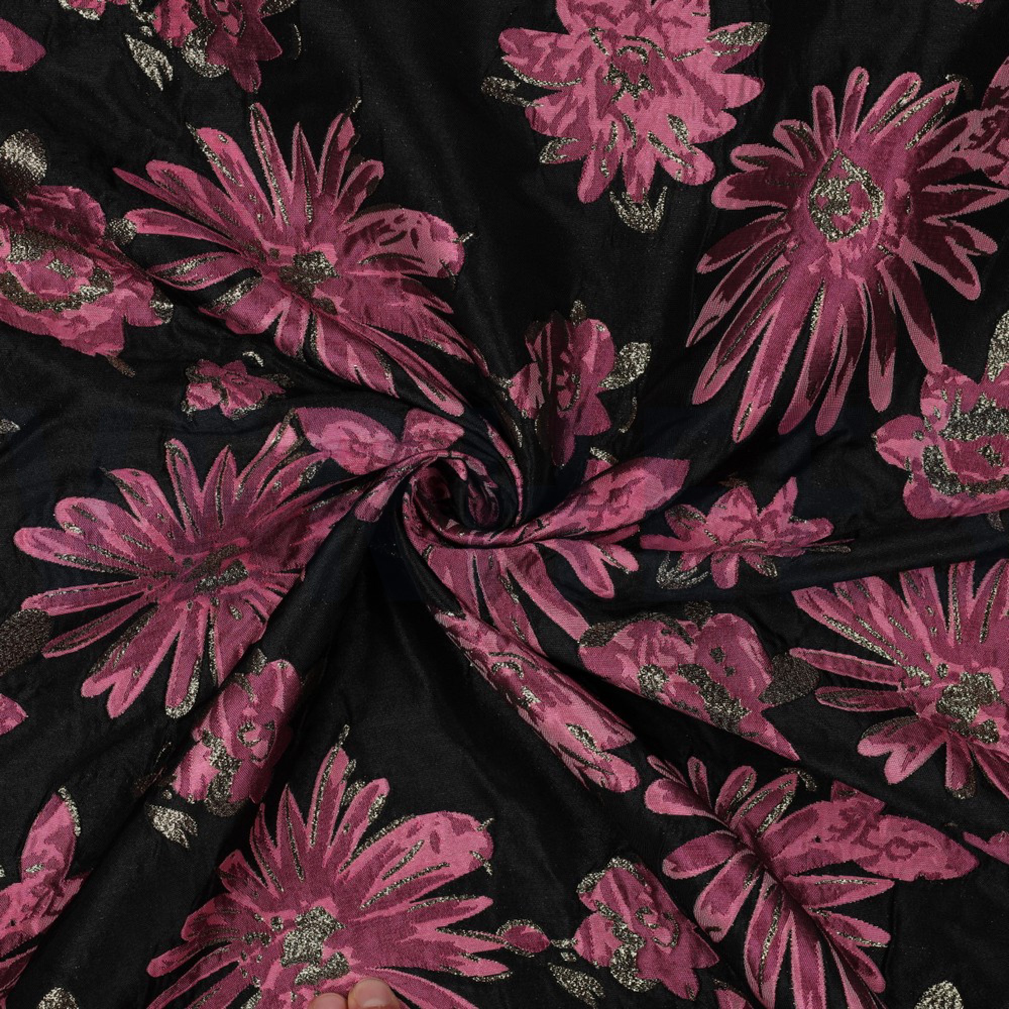 JACQUARD FLOWERS BLACK / PINK (high resolution) #3