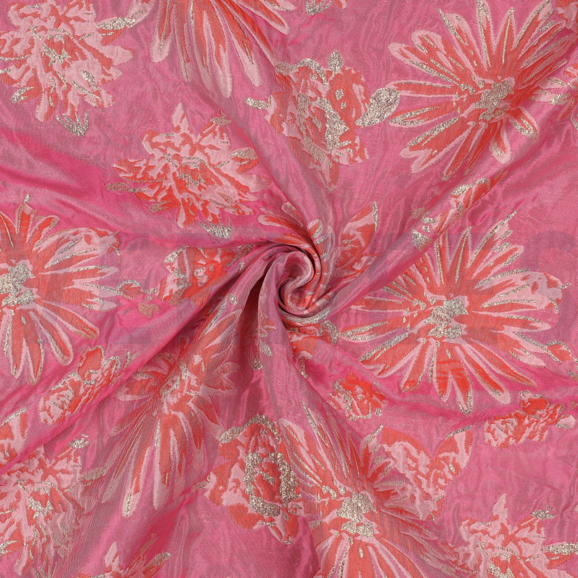 JACQUARD FLOWERS PINK / ORANGE (high resolution) #3