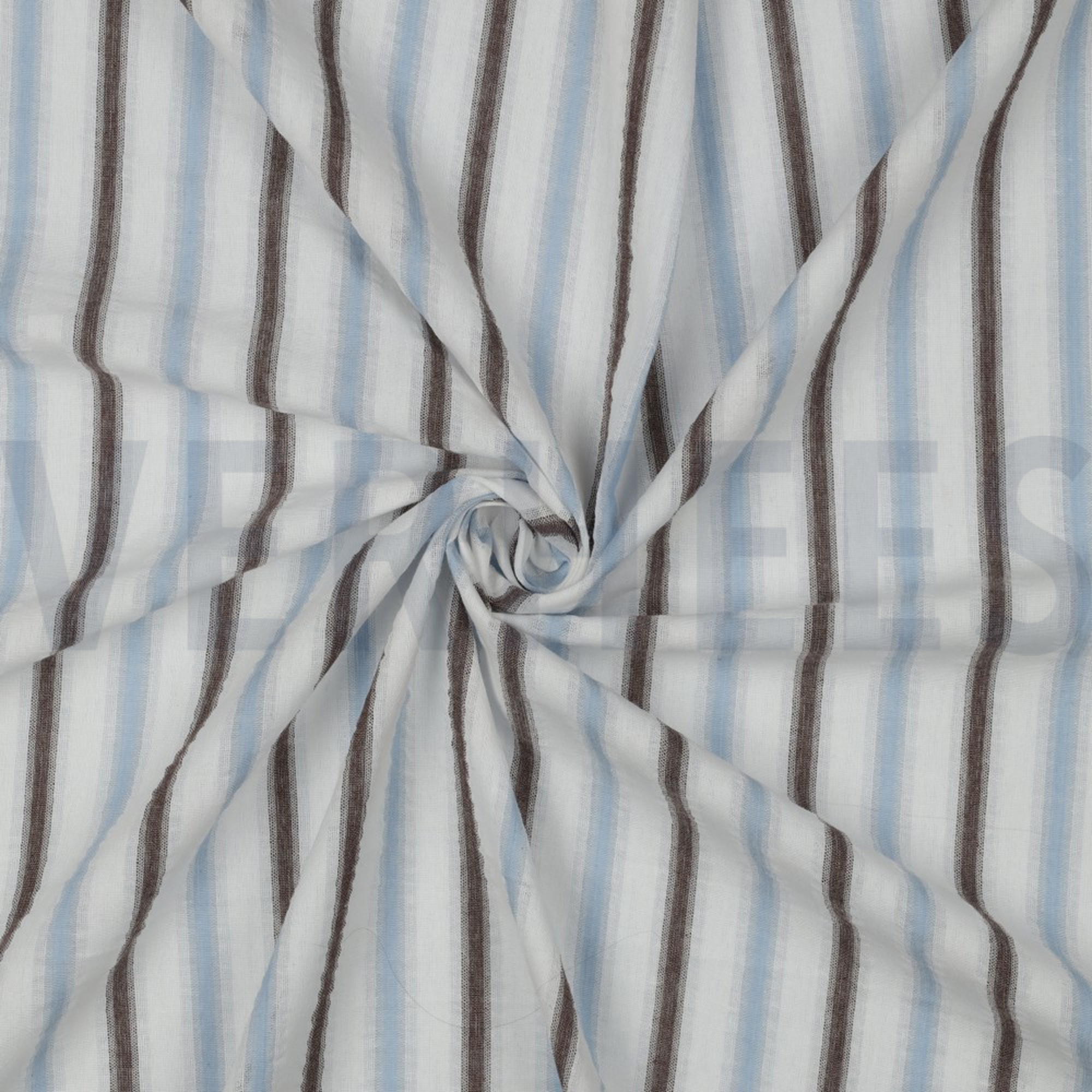 COTTON SEERSUCKER YARN DYED STRIPES BLUE / BROWN (high resolution) #3