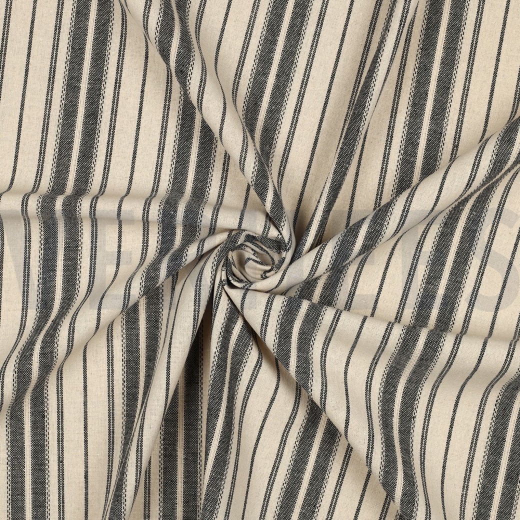 LINEN VISCOSE STRIPES NATURAL / BLACK #3