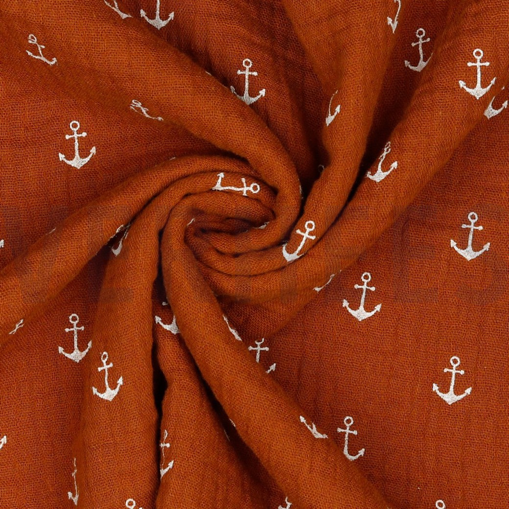 DOUBLE GAUZE ANCHOR RUST/WHITE #3