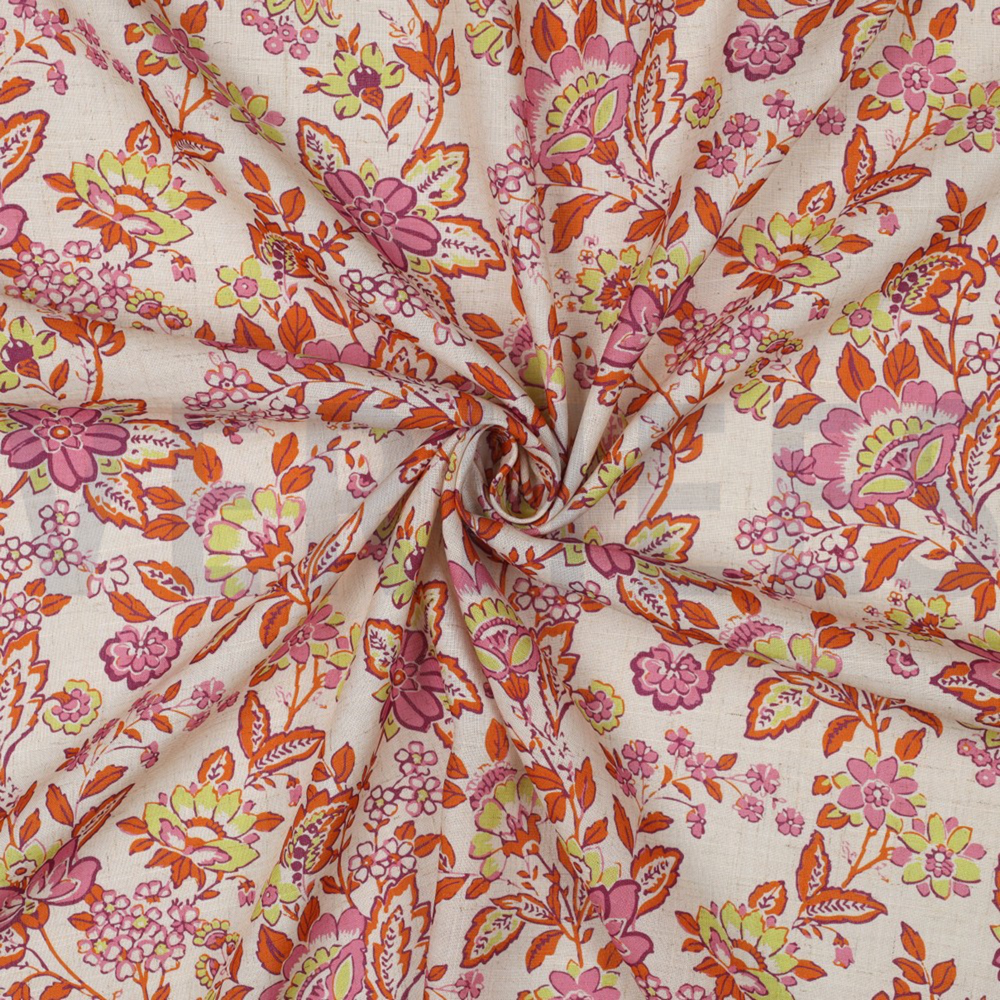 LINEN VISCOSE  DIGITAL FLOWERS ECRU (high resolution) #3