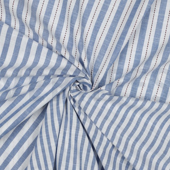 BAUMWOLLE GARNGEFÄRBT STREIFEN BLAU #7