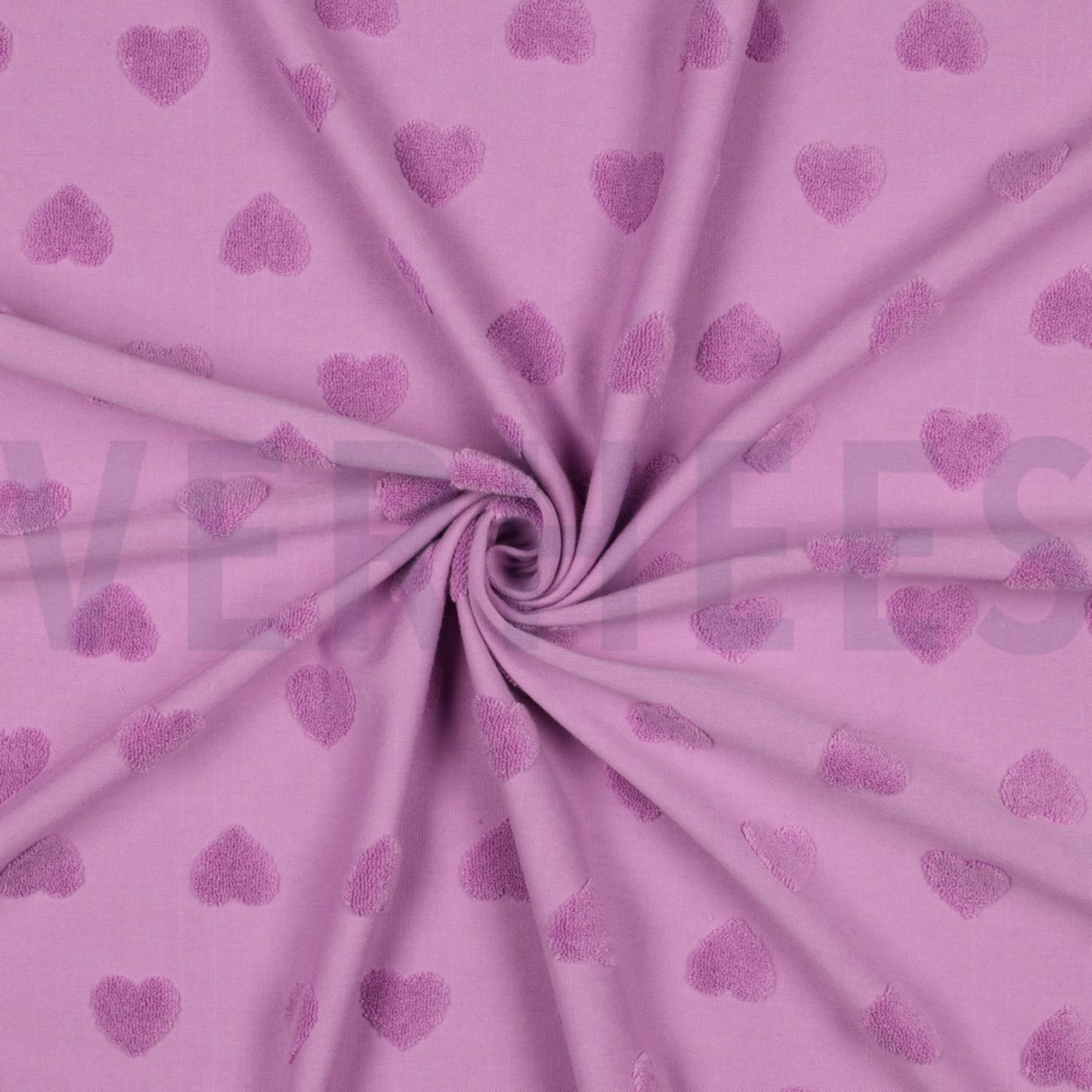 COTTON TOWELING KNIT HEARTS LILAC (high resolution) #3