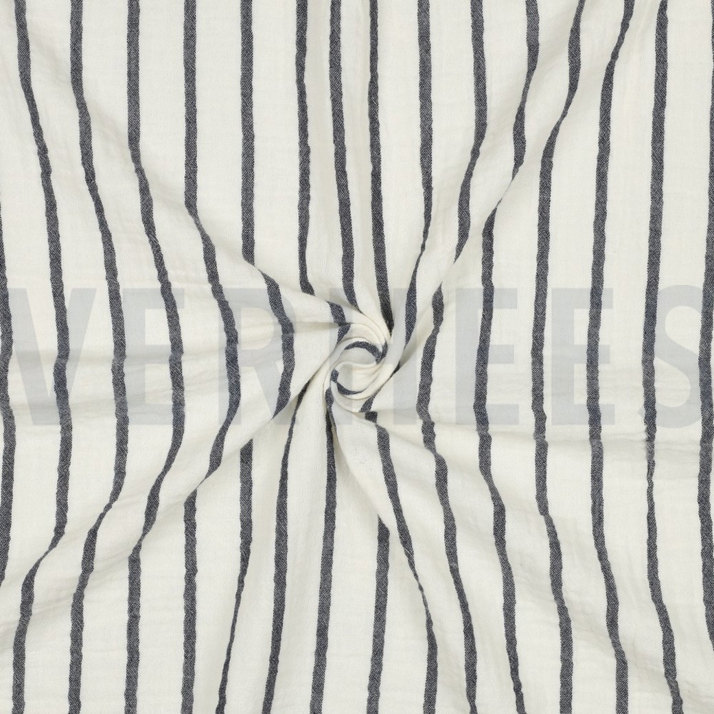 DOUBLE GAUZE YARN DYED STRIPES NAVY #3