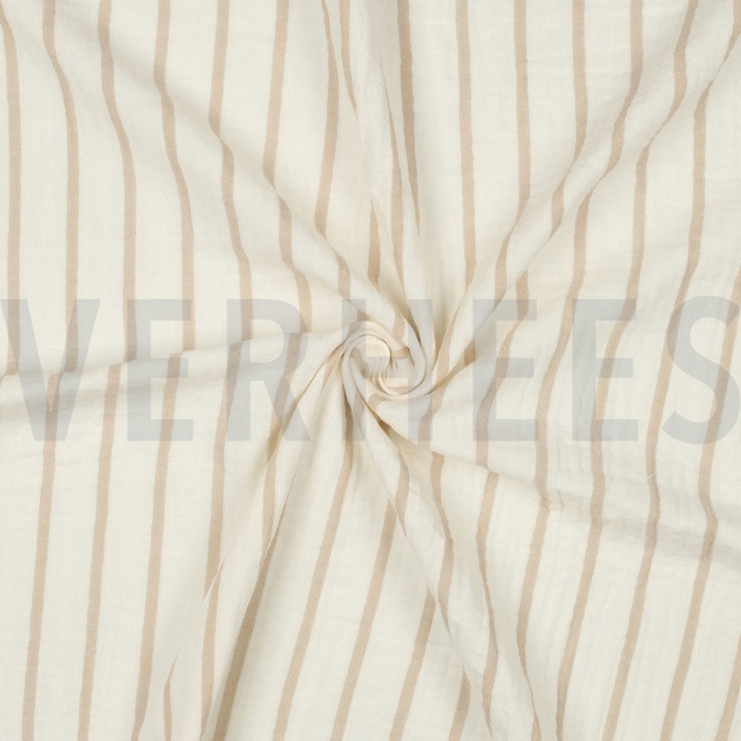 DOUBLE GAUZE YARN DYED STRIPES BEIGE #3