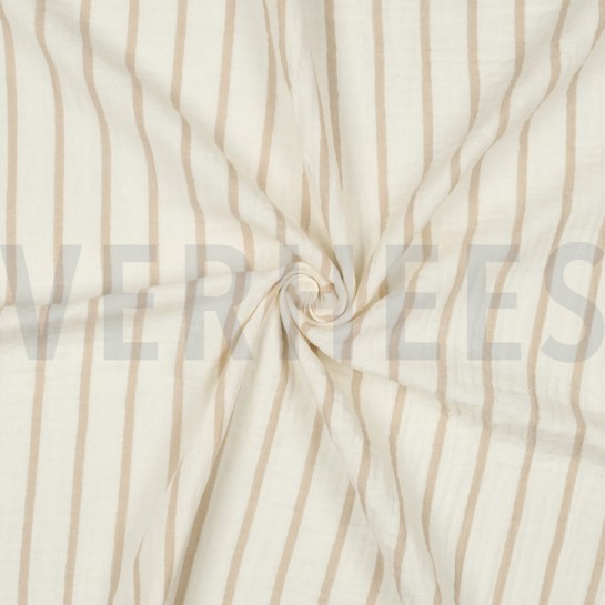 MUSSELIN GARNGEFÄRBT STREIFEN BEIGE #7