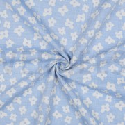 DOUBLE GAUZE JACQUARD FLOWERS ROYAL BLUE (thumbnail) #3
