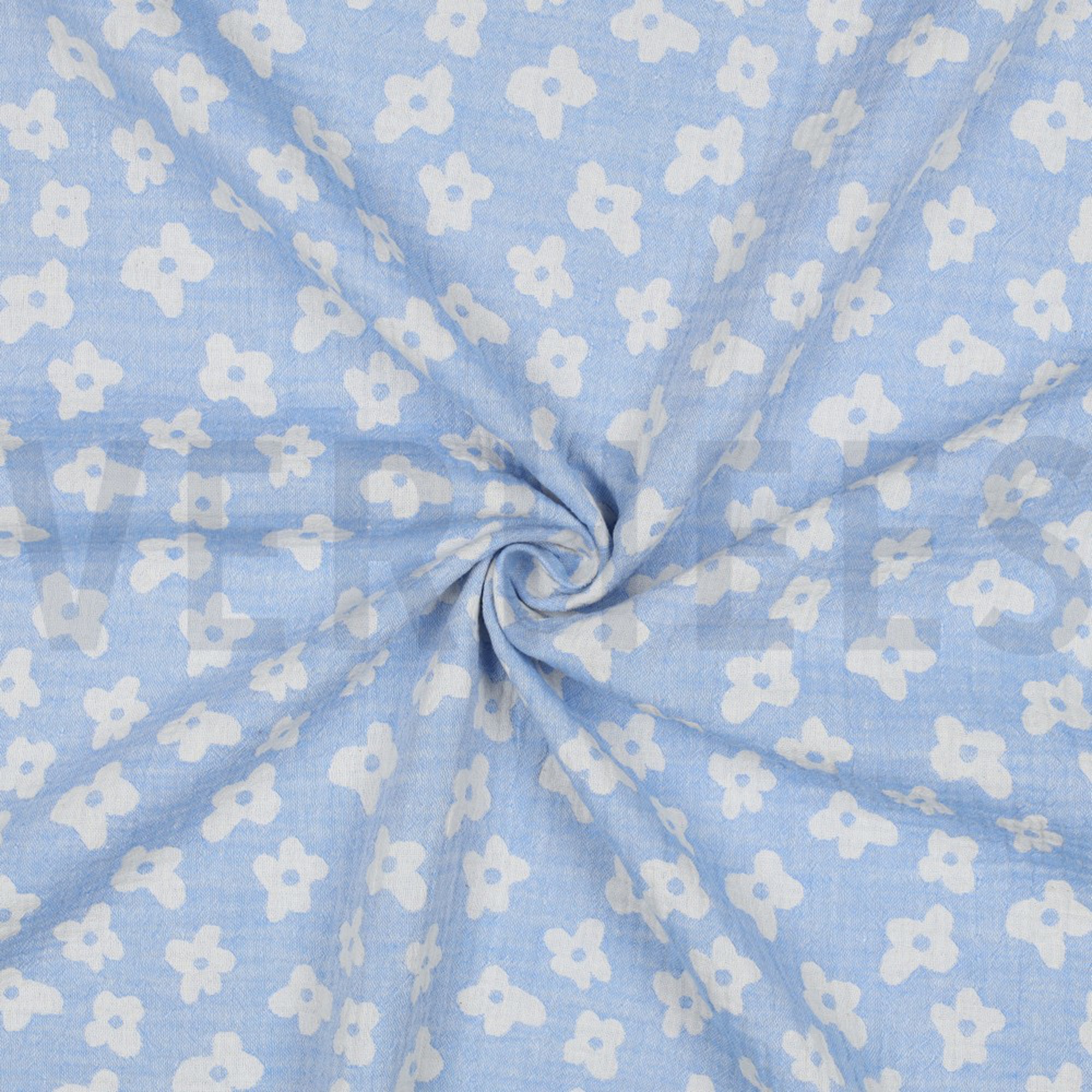 DOUBLE GAUZE JACQUARD FLOWERS ROYAL BLUE (high resolution) #3
