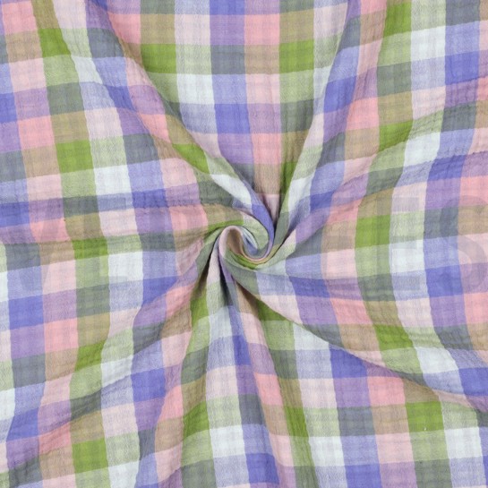 DOUBLE GAUZE DOUBLE SIDED CHECKS LIGHT PINK / LAVENDER #7