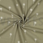 DOUBLE GAUZE EMBROIDERY PALM TREES MOSS GREEN (thumbnail) #3