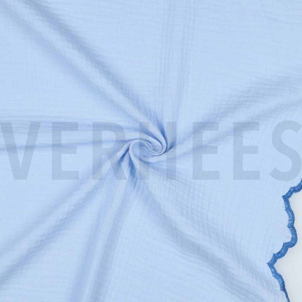 DOUBLE GAUZE 2-SIDE SCALLOP LIGHT BLUE #3