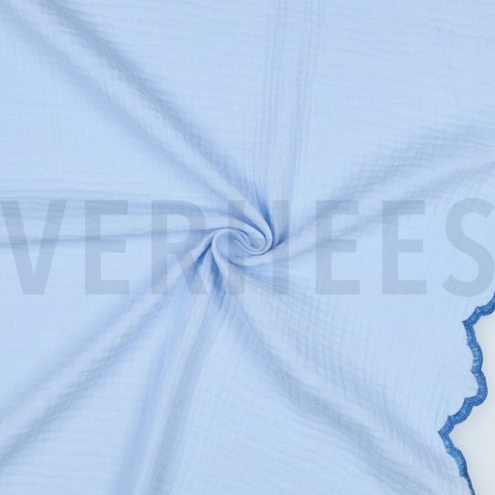 DOUBLE GAUZE TWO-SIDE SCALLOP LIGHT BLUE #7