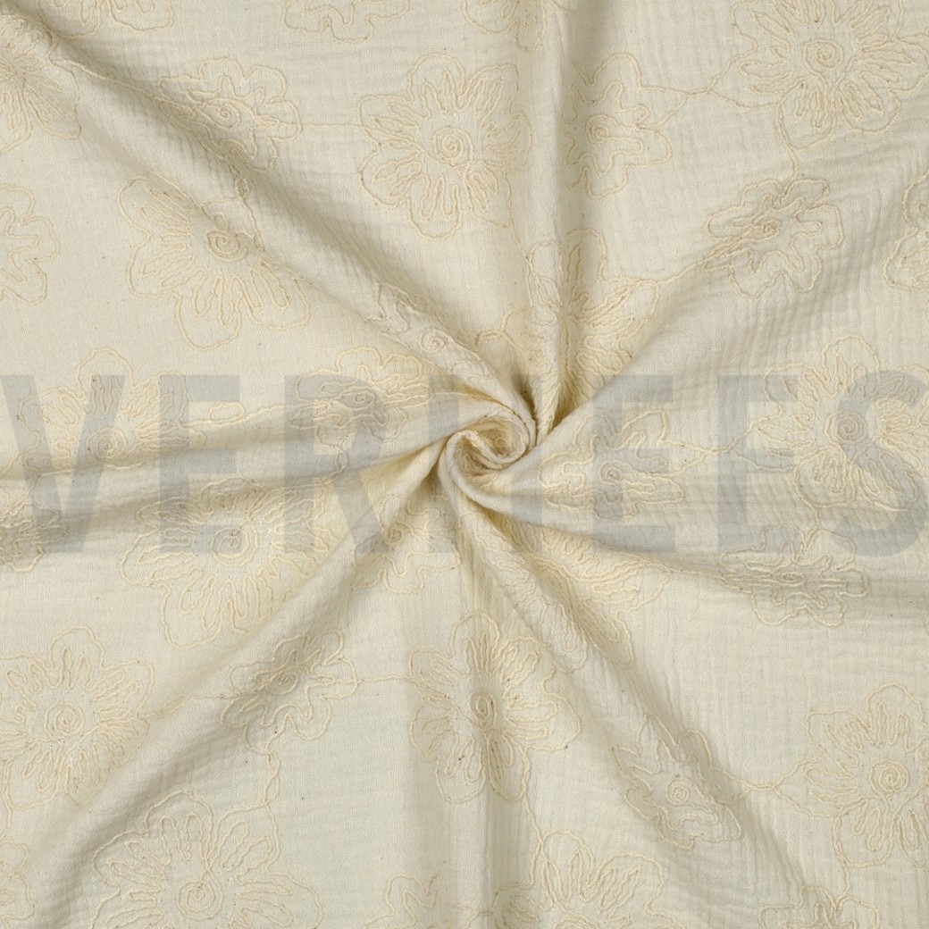 DOUBLE GAUZE EMBROIDERY FLOWERS NATURAL WASHED #3