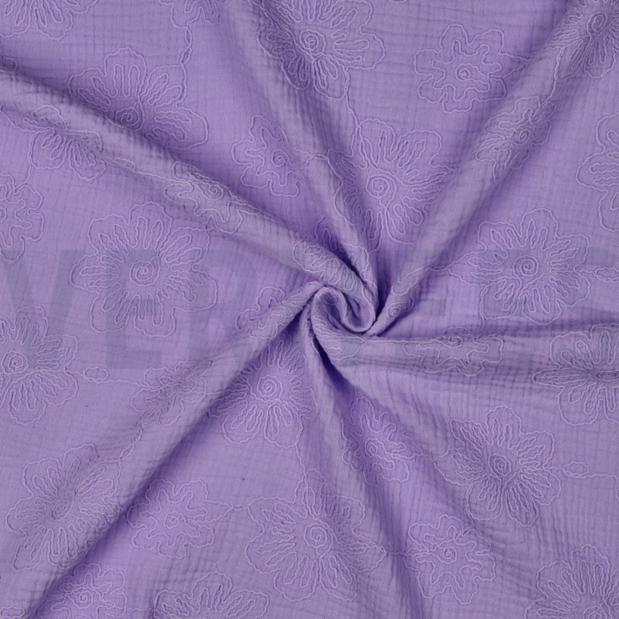 DOUBLE GAUZE EMBROIDERY FLOWERS LILAC (high resolution) #3