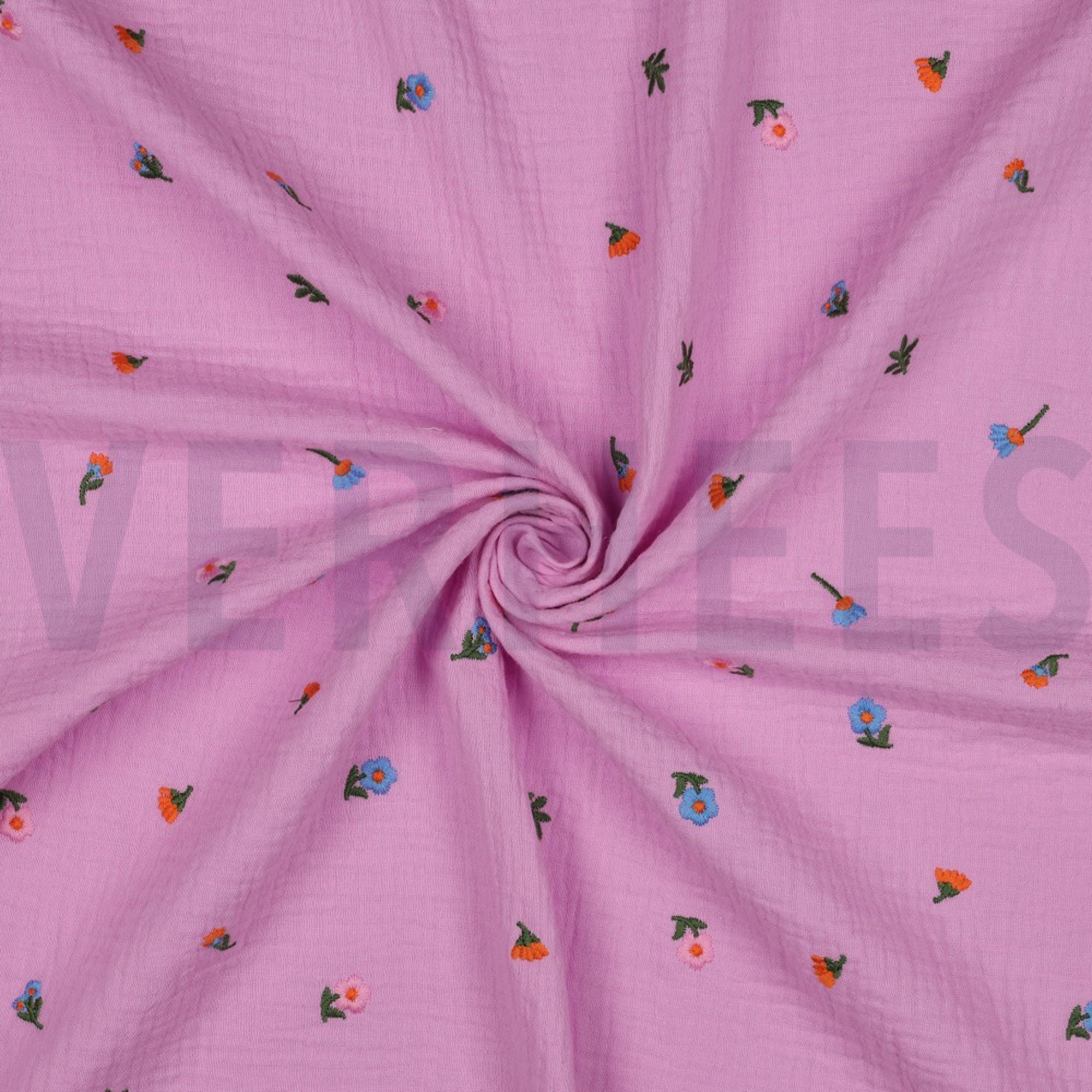 DOUBLE GAUZE EMBROIDERY FLOWERS LIGHT PINK (high resolution) #3