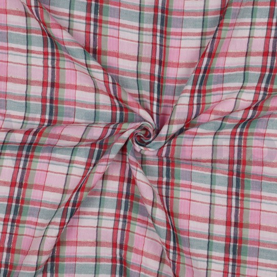 DOUBLE GAUZE YARN DYED CHECKS MUTLICOLOUR / LIGHT PINK #7