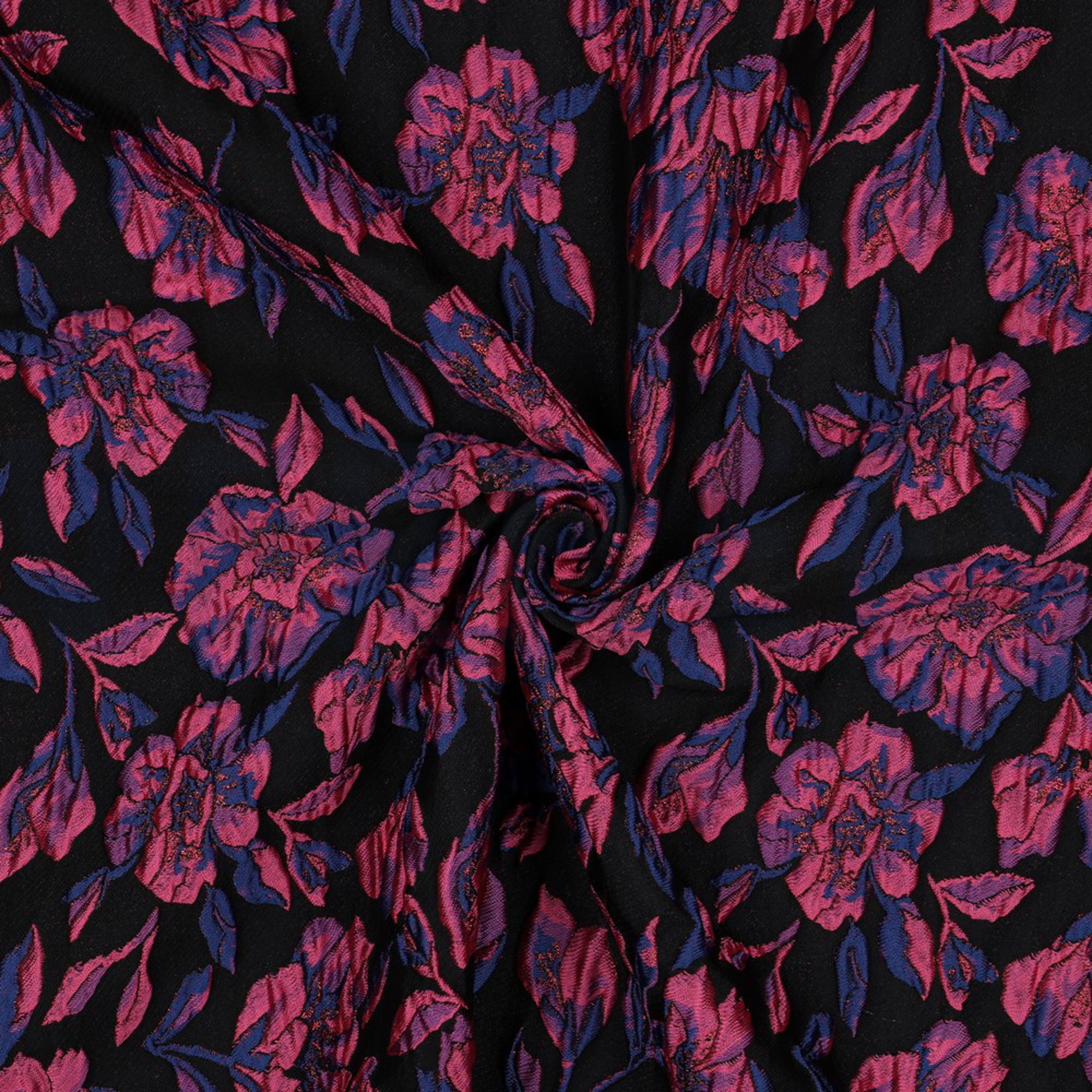 JACQUARD FLOWERS BLACK / FUCHSIA (high resolution) #3