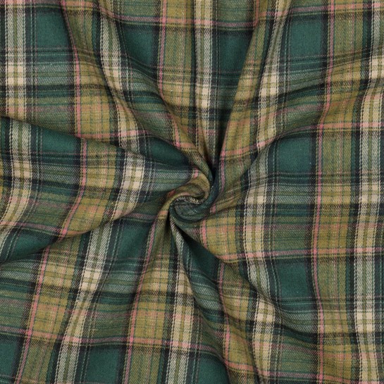 GEBORSTELDE MANTELSTOF GARENGEVERFD RUITEN GROEN #7