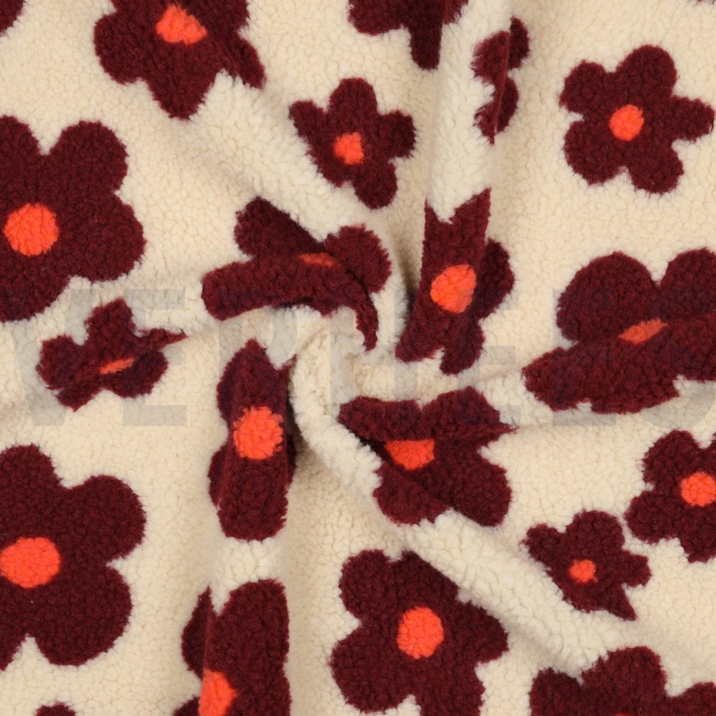 TEDDY FLOWERS BEIGE/WINE RED #3