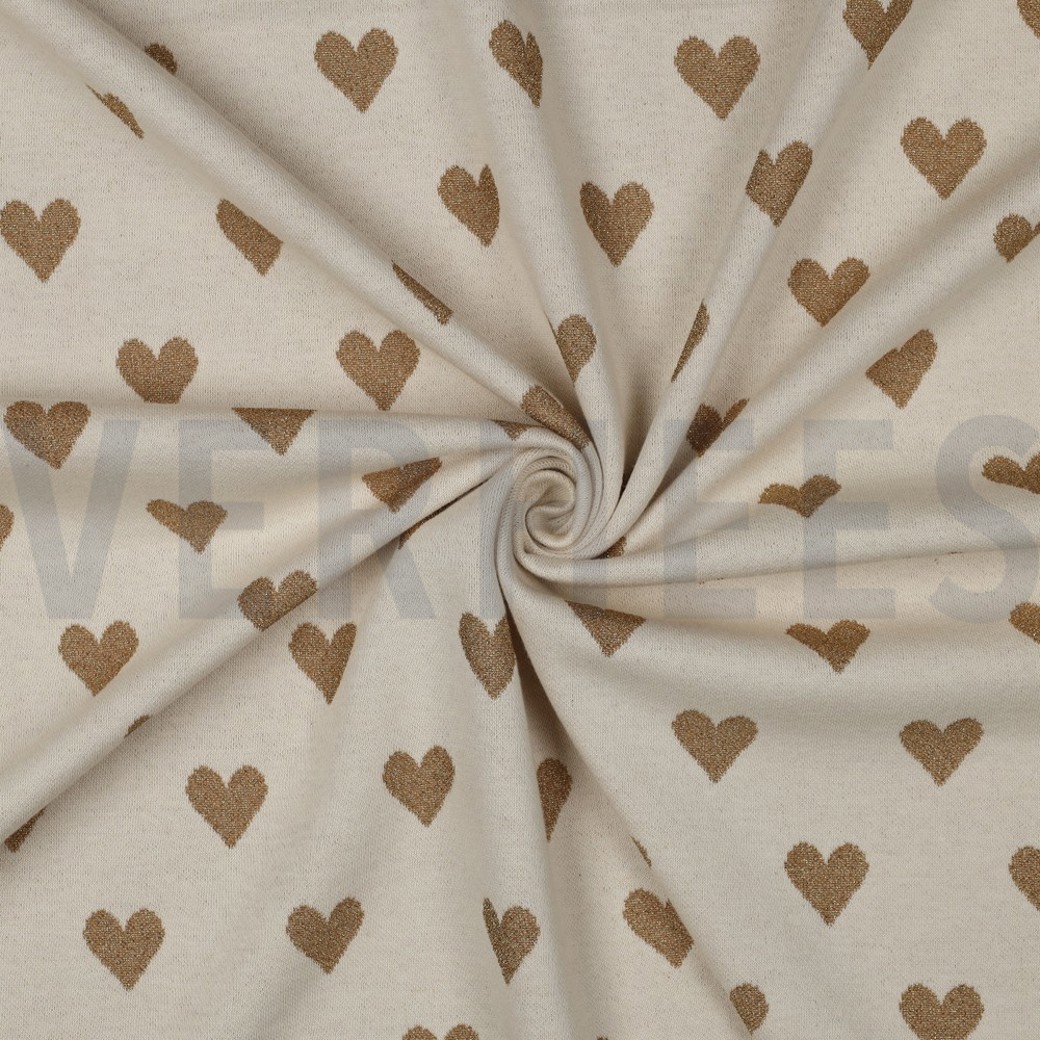 KNITTED JACQUARD LUREX HEARTS NATURAL #3