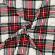 COTTON YARN DYED BRUSHED CHECKS ECRU/RED (thumbnail) #3