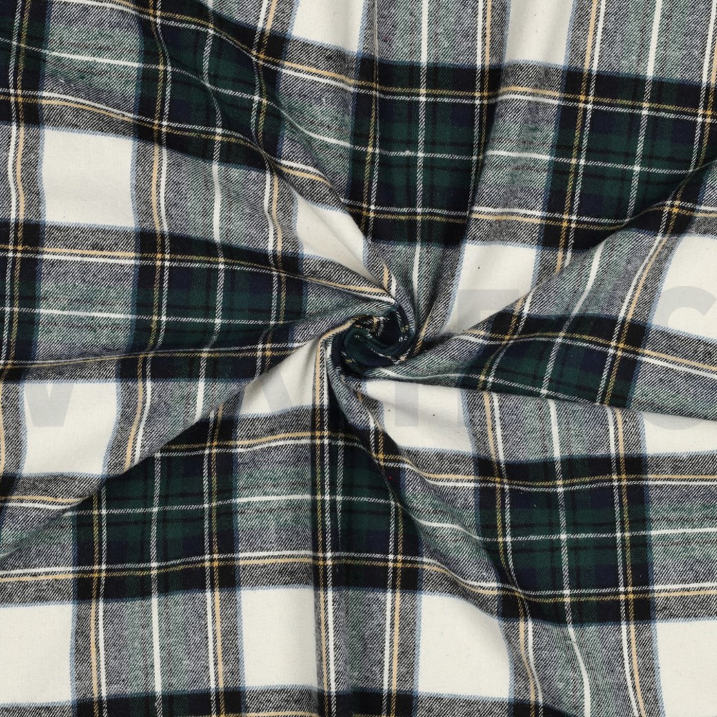 COTTON YARN DYED BRUSHED CHECKS ECRU/NAVY #3