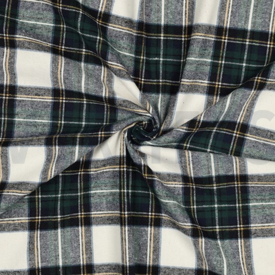 KATOEN GARENGEVERFD GEBORSTELDE RUITEN ÉCRU / DONKERBLAUW #7