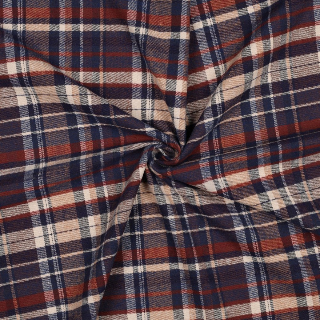COTTON YARN DYED BRUSHED CHECKS NAVY #3