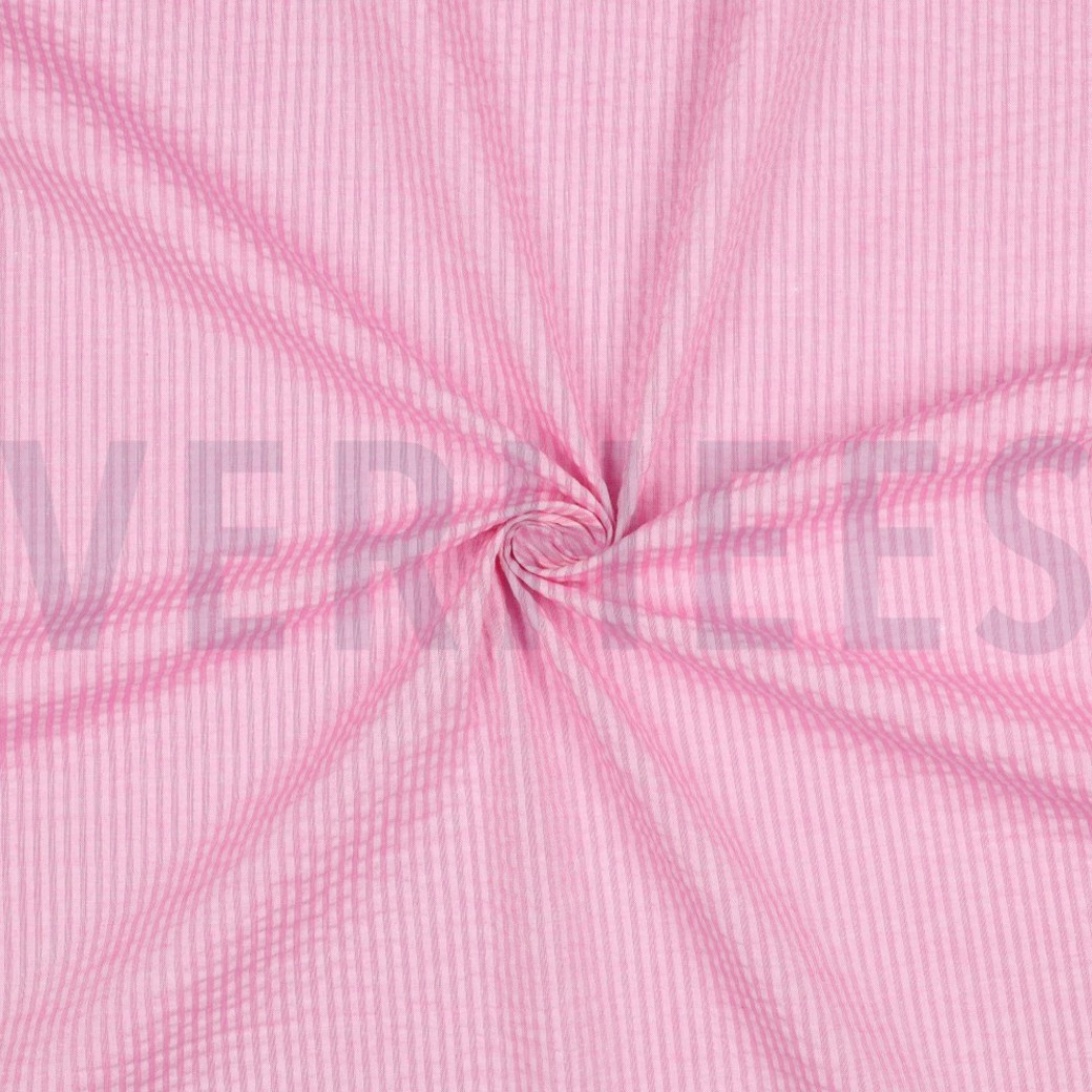 COTTON SEERSUCKER YARN DYED STRIPES PINK #3