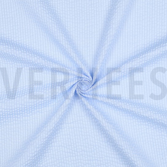 KATOEN SEERSUCKER GARENGEVERFD STREPEN BLAUW #7