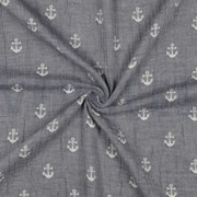DOUBLE GAUZE JACQUARD ANCHOR 2-SIDED NAVY (thumbnail) #3