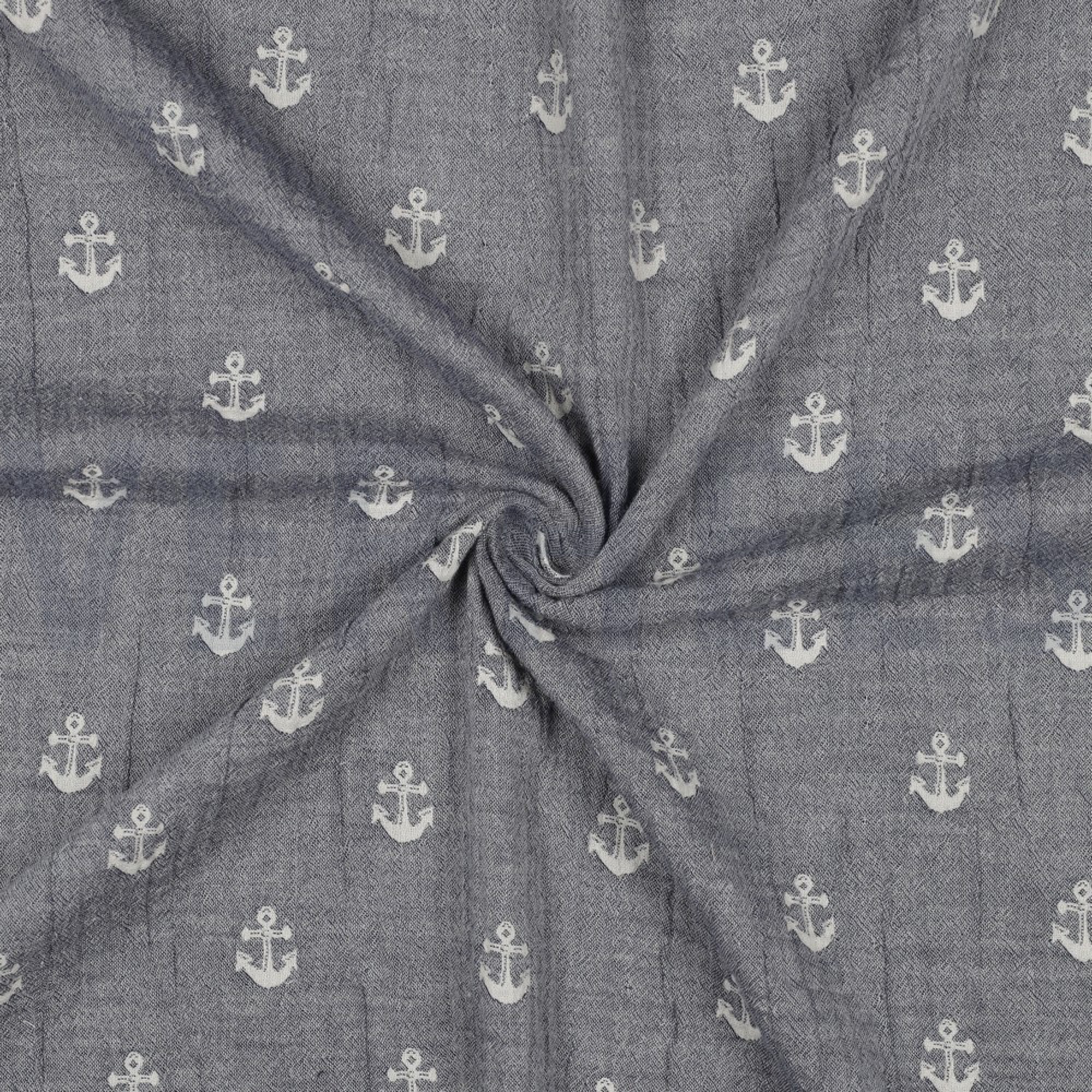 DOUBLE GAUZE JACQUARD ANCHOR 2-SIDED NAVY (high resolution) #3