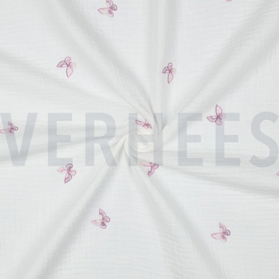 MUSSELIN STICKEREI SCHMETTERLINGE WEISS #7