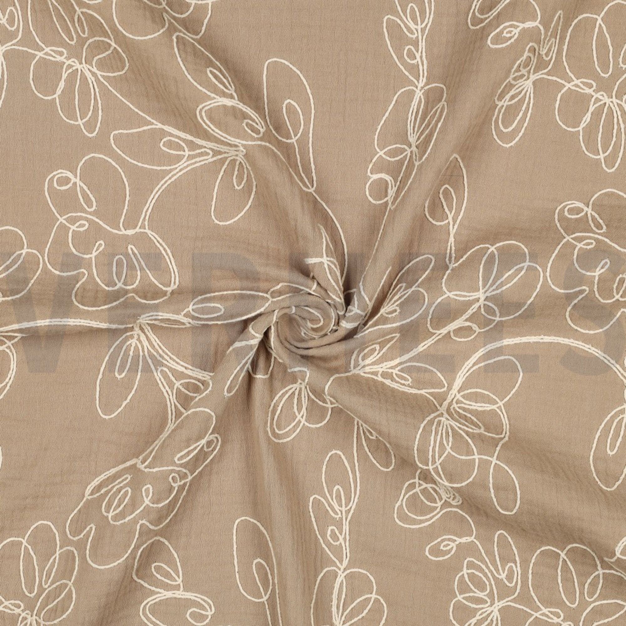DOUBLE GAUZE EMBROIDERY FLOWERS BEIGE (high resolution) #3
