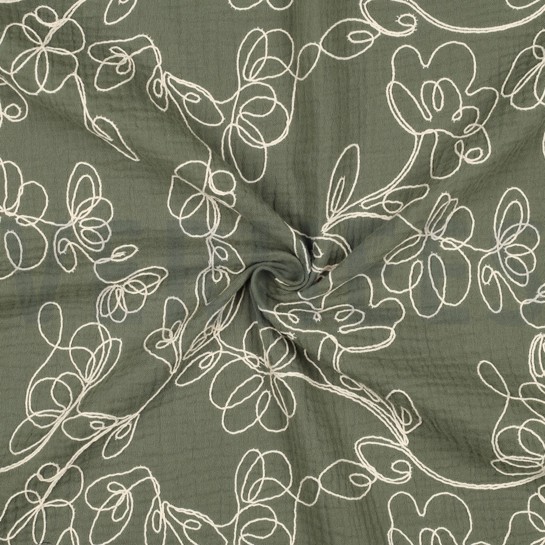 MUSSELIN STICKEREI BLUMEN ESSIGGURKE #7