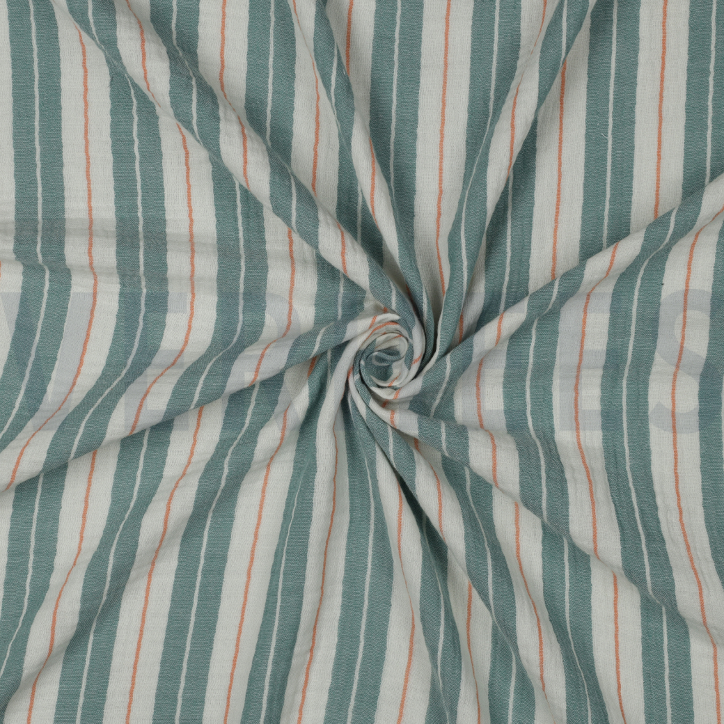 DOUBLE GAUZE YARN DYED STRIPES GREEN #3